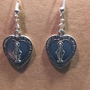 Virgin Mary Heart Earrings